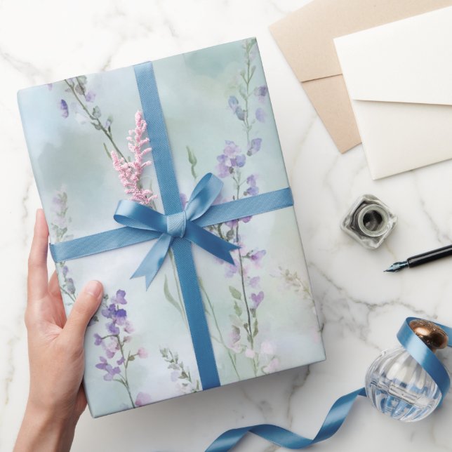 Romantic Pretty Purple Floral Wedding Wrapping Paper (Gifting)