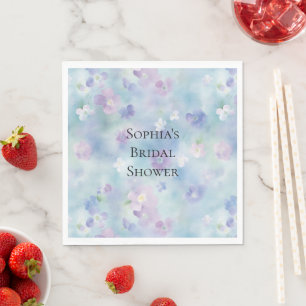 Romantic Pretty Purple White Flowers Bridal Shower Napkin