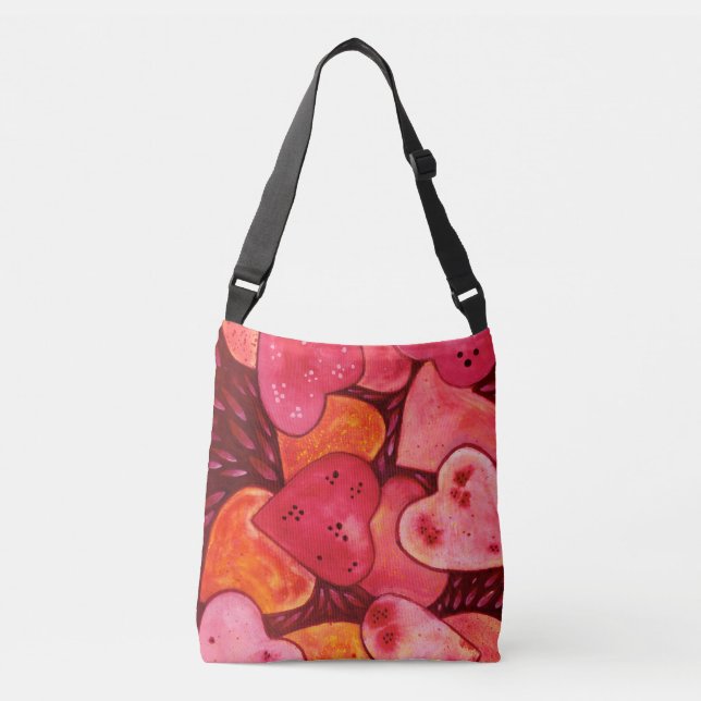Romantic Pretty Watercolour Love Heart Tote Bag (Front)