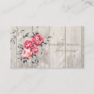Romantic Professional ,Flowers,Wood Texture Business Card