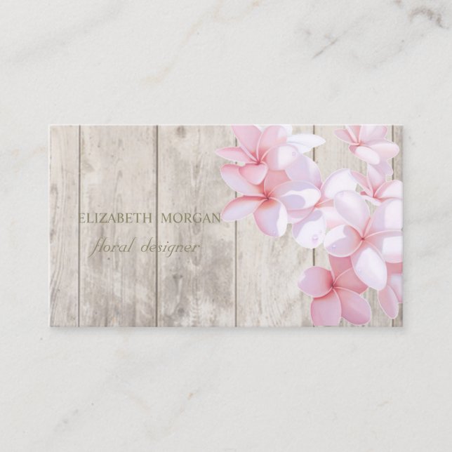 Romantic Professional  ,Flowers,Wood Texture Business Card (Front)