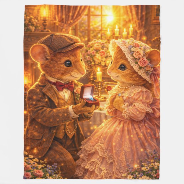 Romantic Proposal Couple Gift Engagement Love Fleece Blanket (Front)