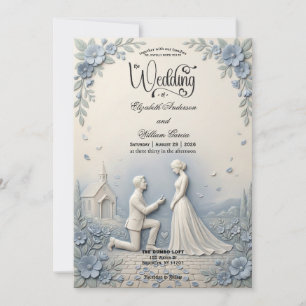 Romantic Proposal Scene Wedding   Invitation