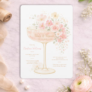 Romantic Prosecco & Petals Bridal Shower Invitation