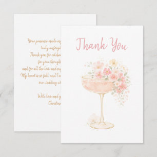 Romantic Prosecco & Petals Bridal Shower Thank You Card