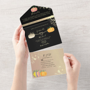 Romantic Pumpkins Fall Wedding All In One Invitation