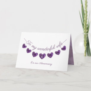 Romantic purple 6th Bunting wife Card