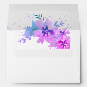 Romantic Purple Blooming Floral Wedding Envelope