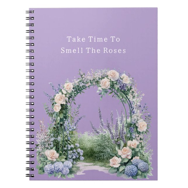 Romantic Purple Blue Blush Pink Roses Flowers Notebook (Front)