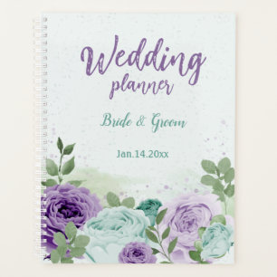 romantic purple blue flowers greenery wedding planner