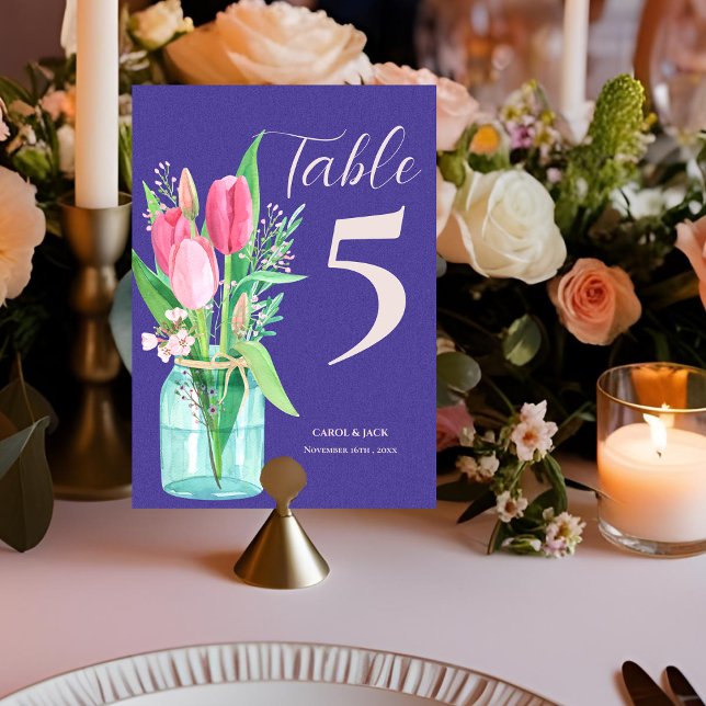 Romantic Purple Blush Tulip Wedding Table Number (Romantic Purple Blush Tulip Wedding Table Number)
