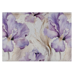 Romantic Purple Cream Iris Floral Bridal Shower Cutting Board