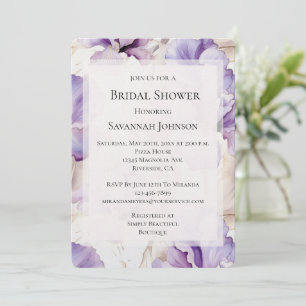 Romantic Purple Cream Iris Floral Bridal Shower Invitation