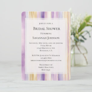 Romantic Purple Cream Iris Stripes Bridal Shower Invitation