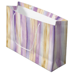 Romantic Purple Cream Iris Stripes Bridal Shower Large Gift Bag