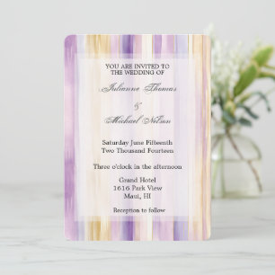 Romantic Purple Cream Iris Stripes Wedding Invitation