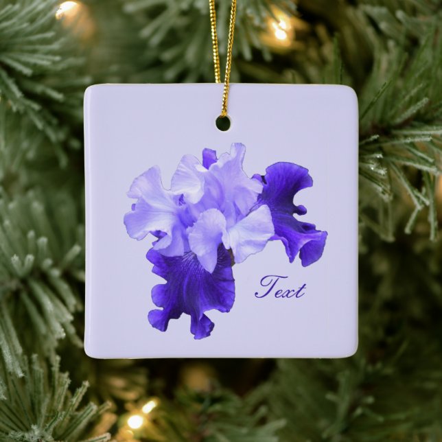 Romantic Purple Flag Iris Customised Ceramic Ornament (Tree)