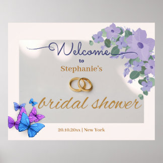 romantic purple floral bridal shower welcome sign