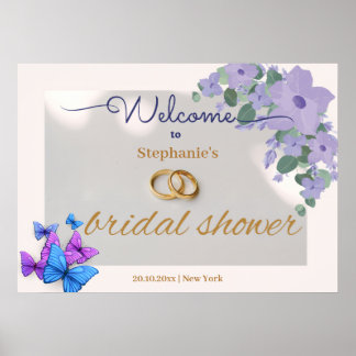 romantic purple floral bridal shower welcome sign