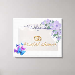 romantic purple floral bridal shower welcome sign