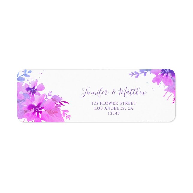 Romantic Purple Floral Return Address Label (Front)
