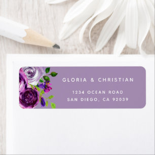 Romantic Purple Floral Return Address Label