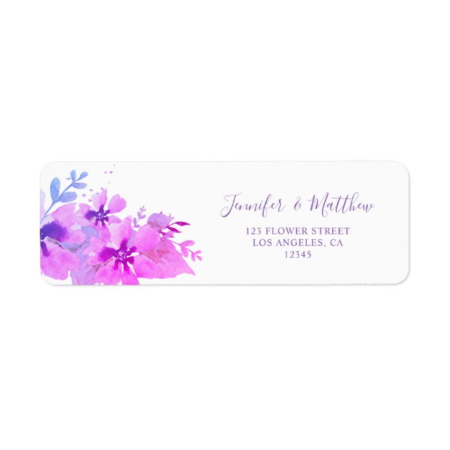 Romantic Purple Floral Return Address Label (Front)
