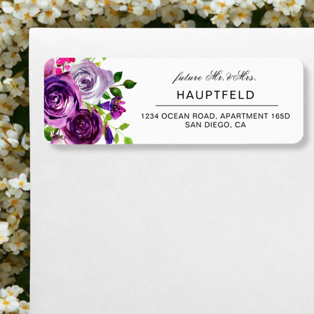 Romantic Purple Floral Return Address Label (Creator Uploaded)