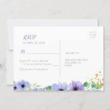 Romantic Purple Floral RSVP Postcard