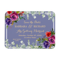 Romantic Purple Floral Watercolor Save Date   