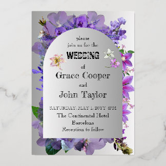Romantic Purple floral wedding card