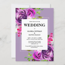 Romantic Purple Floral Wedding Invitation