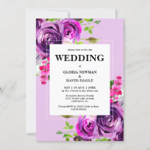 Romantic Purple Floral Wedding Invitation
