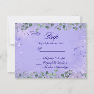 Romantic Purple Floral Wedding RSVP Card