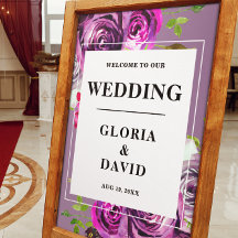 Romantic Purple Floral Wedding Welcome