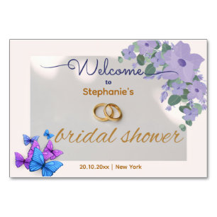 romantic purple floral  welcome table number