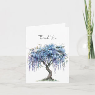 Romantic Purple Flowering Tree Wedding Thank You Card