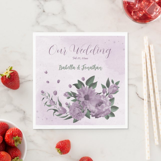 romantic purple flowers botanical  napkin (Insitu)