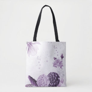 romantic purple flowers botanical tote bag