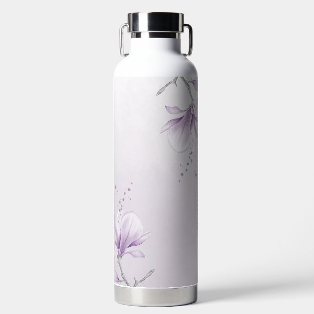 romantic purple flowers botanical  water bottle (Front)