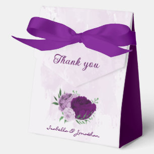 Romantic purple flowers greenery favour box