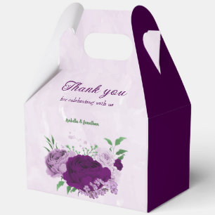Romantic purple flowers greenery favour box