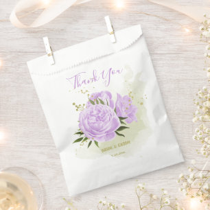 Romantic purple flowers greenery wedding favour bags