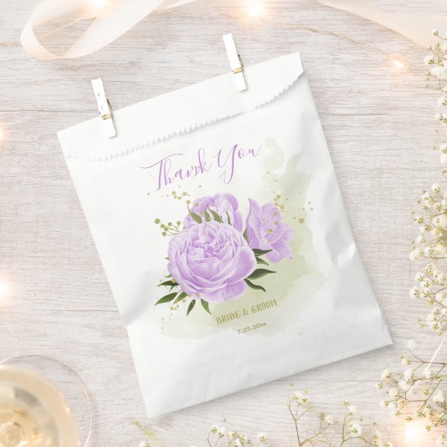 Romantic purple flowers greenery wedding favour bags (Clipped)