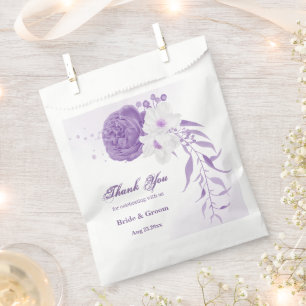 Romantic purple flowers wedding favour bags