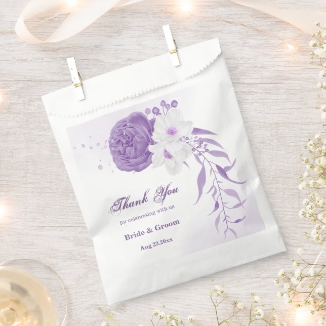 Romantic purple flowers wedding favour bags (Clipped)