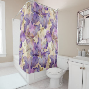 Romantic Purple Gold Iris Floral Bridal Shower Shower Curtain