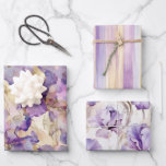 Romantic Purple Gold Iris Floral Wedding Wrapping Paper Sheet<br><div class="desc">Romantic Purple Gold Iris Floral Wedding Bridal Shower Birthday</div>
