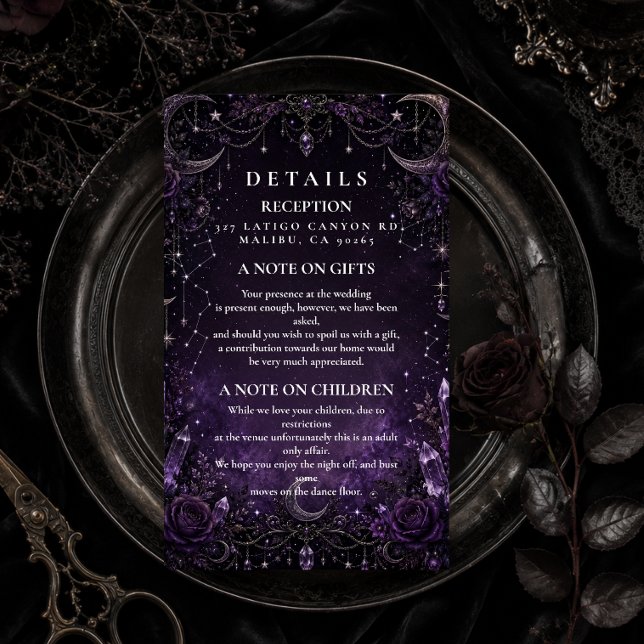 Romantic Purple Goth Wedding Enclosure Card (Creator Uploaded)