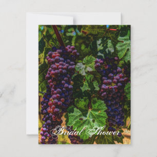 romantic purple Grapes vineyard winery wedding Invitation